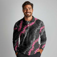 Guam Bougainvillea Lei Long Sleeve Polo Shirt Chamorro Tribal Pattern LT9 - Polynesian Pride