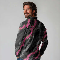 Guam Bougainvillea Lei Long Sleeve Polo Shirt Chamorro Tribal Pattern LT9 - Polynesian Pride