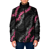 Guam Bougainvillea Lei Padded Jacket Chamorro Tribal Pattern LT9 Men Black - Polynesian Pride