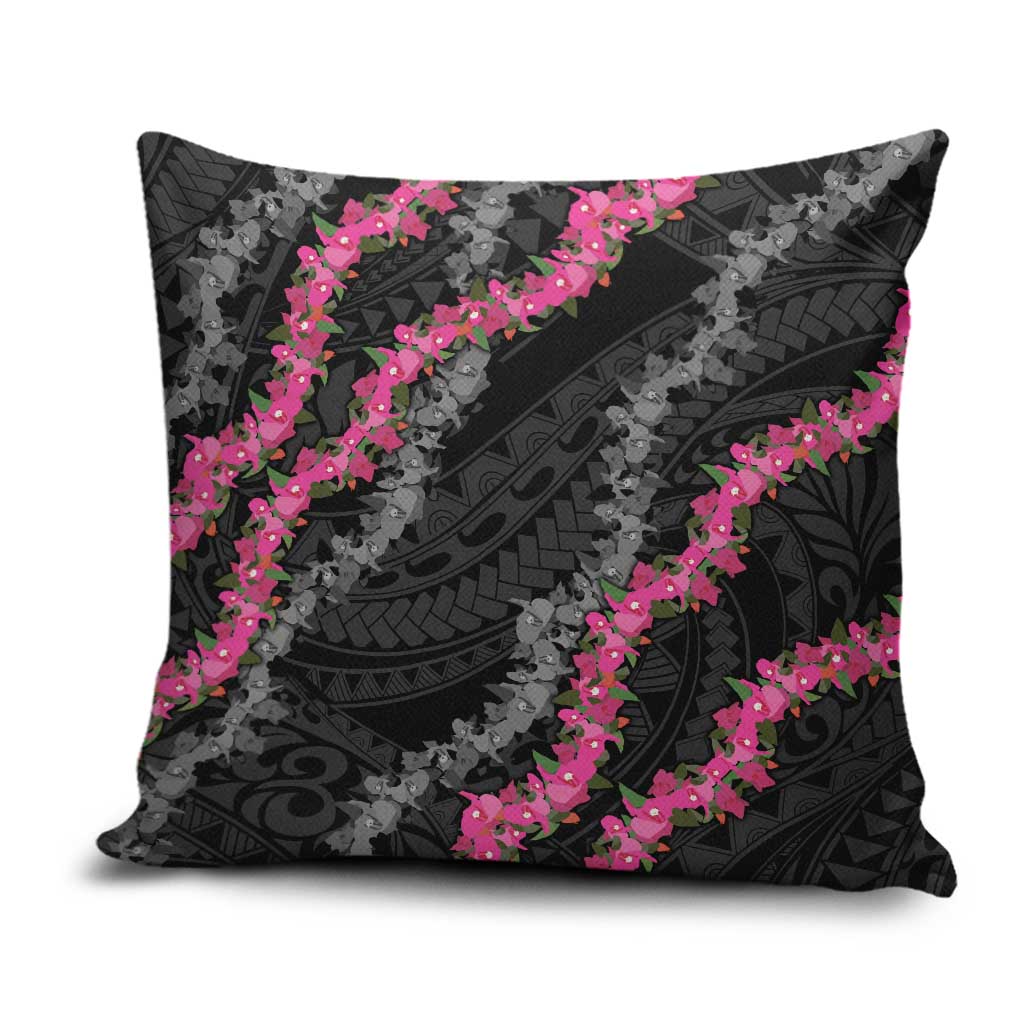 Guam Bougainvillea Lei Pillow Cover Chamorro Tribal Pattern LT9 Black - Polynesian Pride