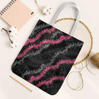 Guam Bougainvillea Lei Tote Bag Chamorro Tribal Pattern LT9 White Strap One Size Black - Polynesian Pride