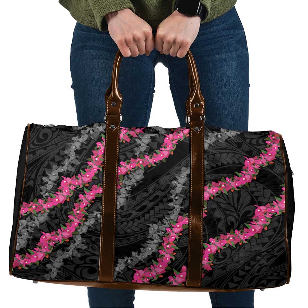 Guam Bougainvillea Lei Travel Bag Chamorro Tribal Pattern LT9 Black - Polynesian Pride