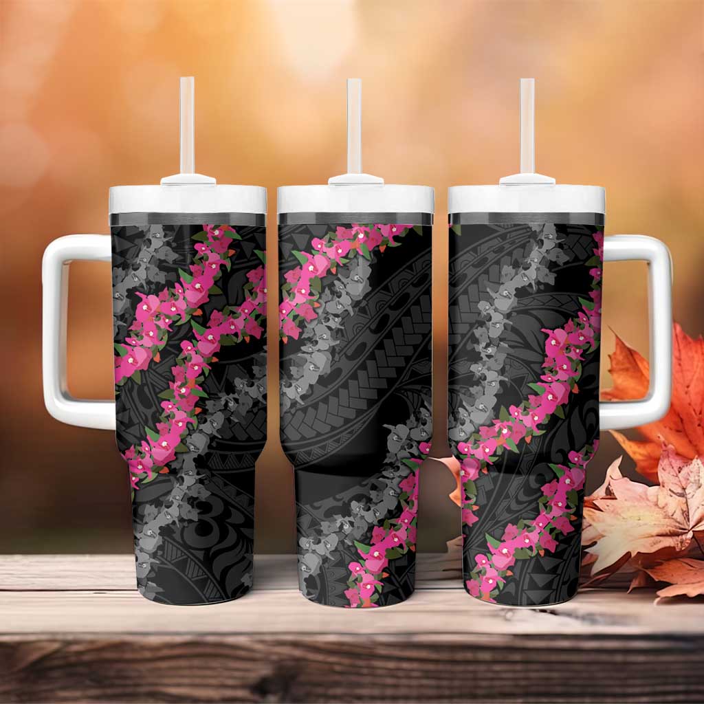 Guam Bougainvillea Lei Tumbler With Handle Chamorro Tribal Pattern LT9 - Polynesian Pride