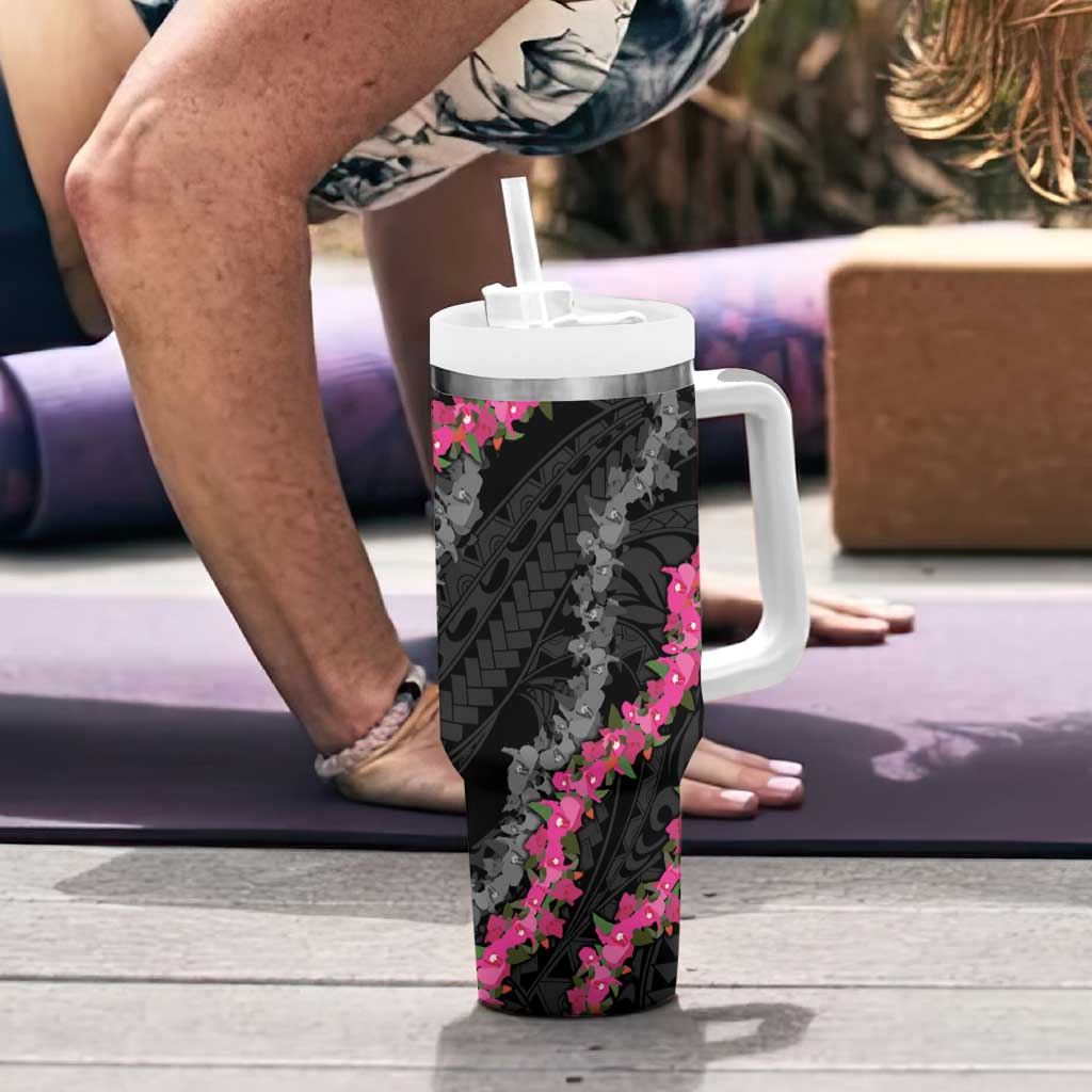 Guam Bougainvillea Lei Tumbler With Handle Chamorro Tribal Pattern LT9 - Polynesian Pride