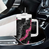Guam Bougainvillea Lei Tumbler With Handle Chamorro Tribal Pattern LT9 - Polynesian Pride