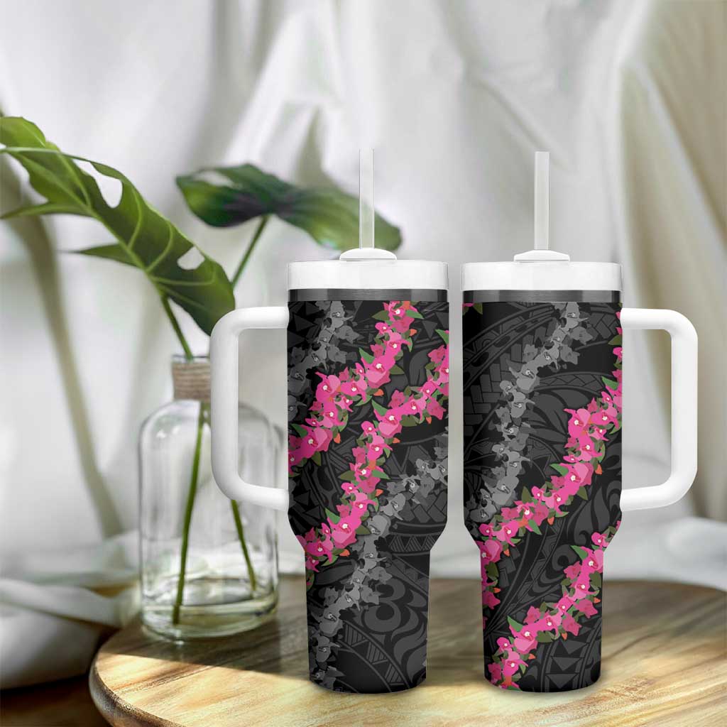 Guam Bougainvillea Lei Tumbler With Handle Chamorro Tribal Pattern LT9 - Polynesian Pride