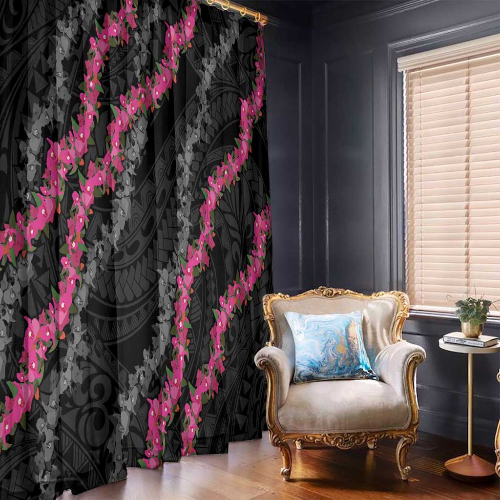 Guam Bougainvillea Lei Window Curtain Chamorro Tribal Pattern LT9 - Polynesian Pride