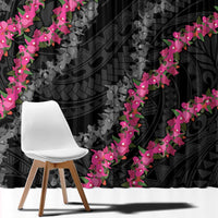 Guam Bougainvillea Lei Window Curtain Chamorro Tribal Pattern LT9 - Polynesian Pride