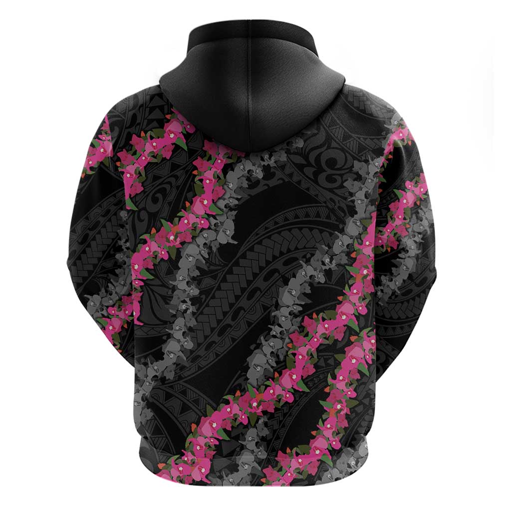 Guam Bougainvillea Lei Zip Hoodie Chamorro Tribal Pattern LT9 - Polynesian Pride