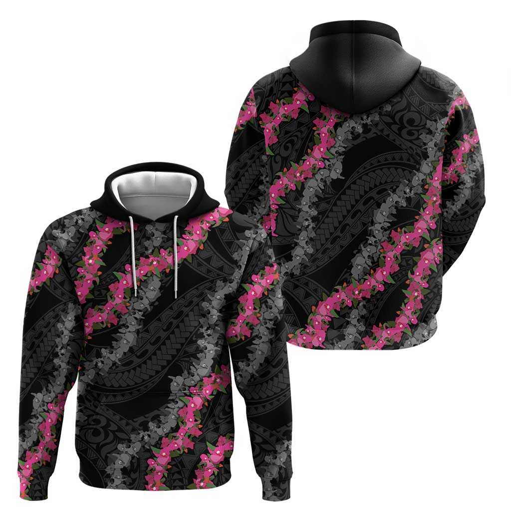 Guam Bougainvillea Lei Zip Hoodie Chamorro Tribal Pattern LT9 - Polynesian Pride