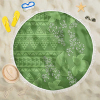 Hawaii Molokai Island Kukui Nut Flowers Beach Blanket Tribal Kakau Pattern LT9 One Size 150cm Green - Polynesian Pride