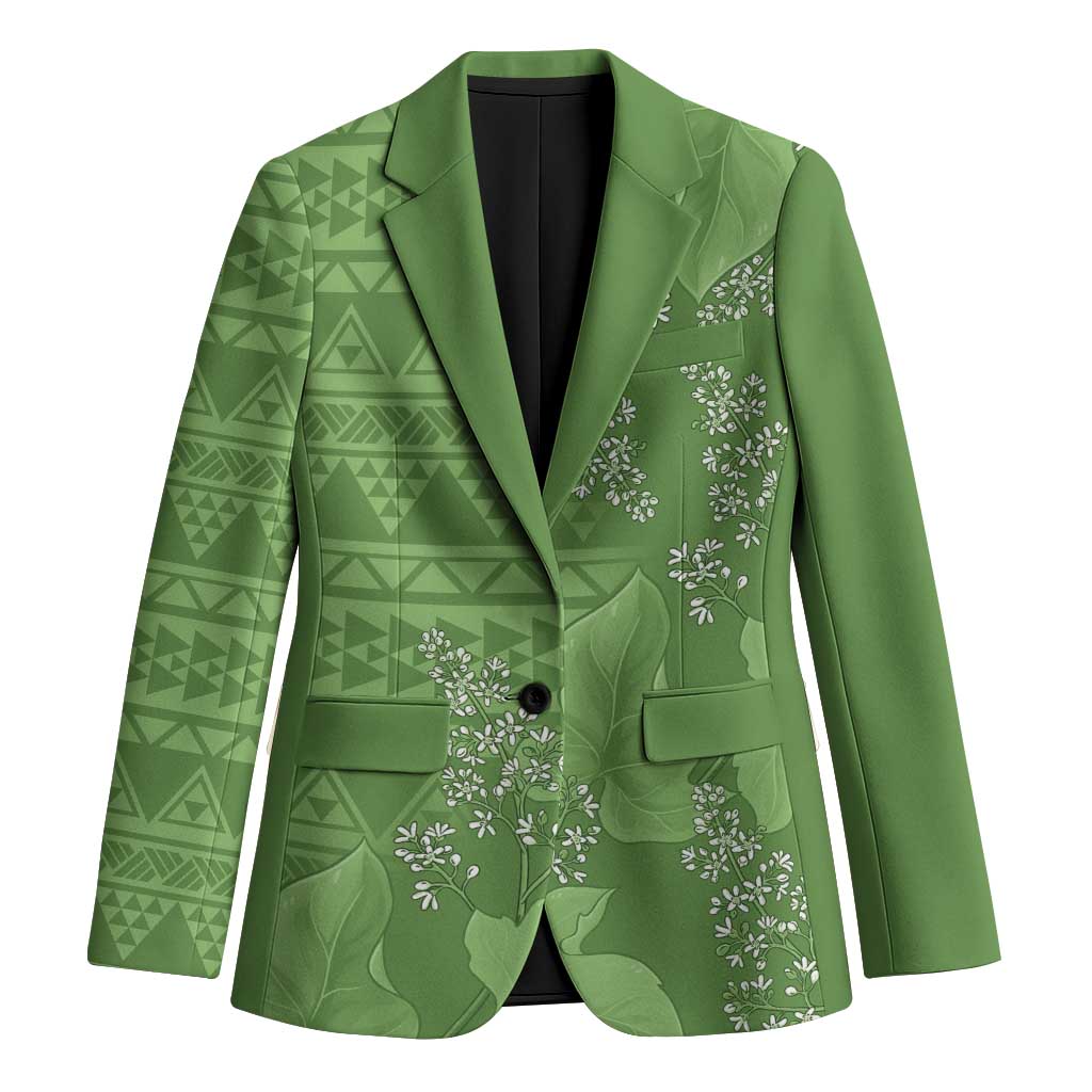 Hawaii Molokai Island Kukui Nut Flowers Blazer Tribal Kakau Pattern LT9 Unisex Green - Polynesian Pride