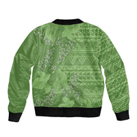 Hawaii Molokai Island Kukui Nut Flowers Bomber Jacket Tribal Kakau Pattern LT9 - Polynesian Pride