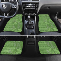 Hawaii Molokai Island Kukui Nut Flowers Car Mats Tribal Kakau Pattern LT9 Set 4pcs Green - Polynesian Pride