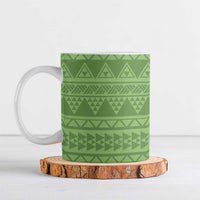 Hawaii Molokai Island Kukui Nut Flowers Ceramic Mug Tribal Kakau Pattern LT9 Green - Polynesian Pride