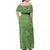 Hawaii Molokai Island Kukui Nut Flowers Family Matching Off Shoulder Maxi Dress and Hawaiian Shirt Tribal Kakau Pattern