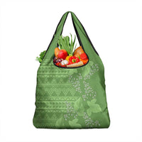 Hawaii Molokai Island Kukui Nut Flowers Grocery Bag Tribal Kakau Pattern LT9 1-pack One Size Green - Polynesian Pride