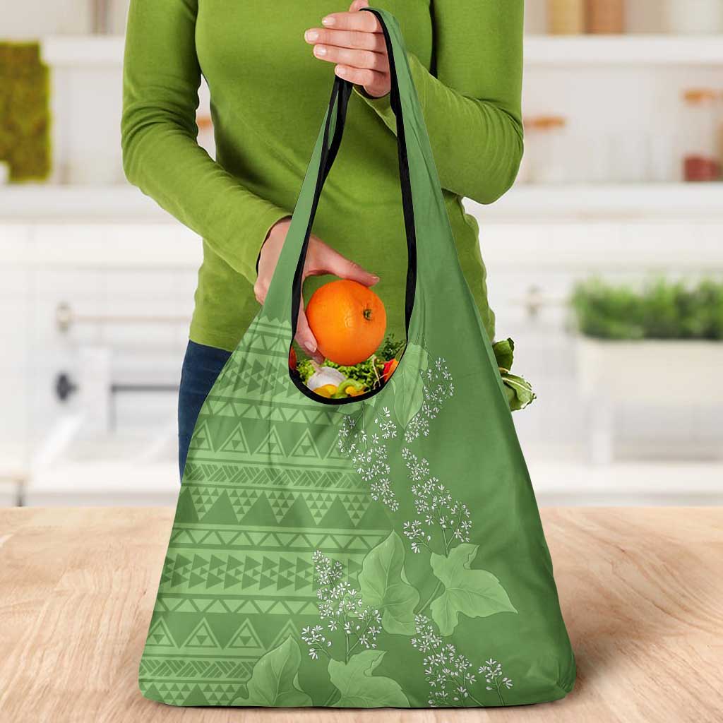 Hawaii Molokai Island Kukui Nut Flowers Grocery Bag Tribal Kakau Pattern LT9 - Polynesian Pride