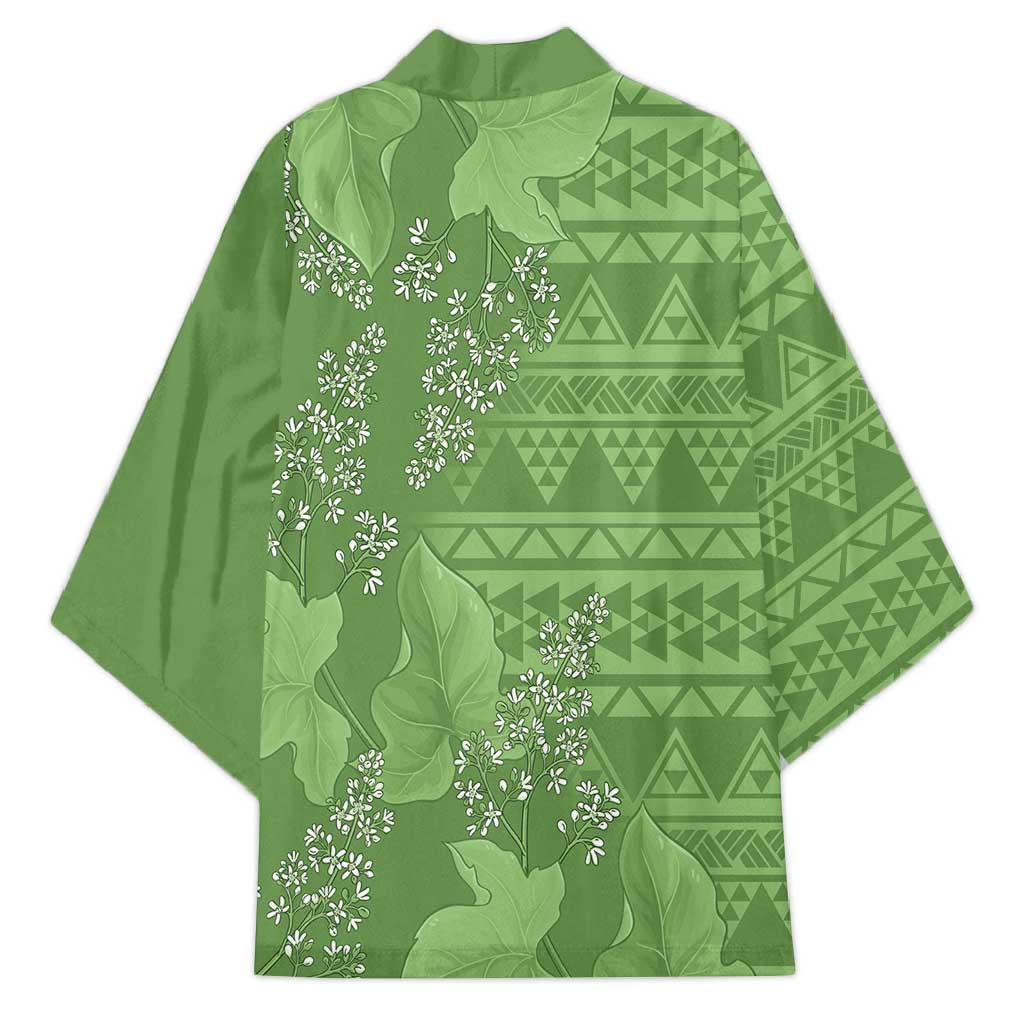 Hawaii Molokai Island Kukui Nut Flowers Kimono Tribal Kakau Pattern LT9 - Polynesian Pride