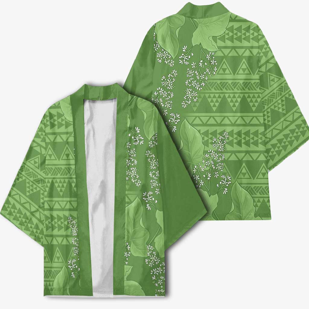 Hawaii Molokai Island Kukui Nut Flowers Kimono Tribal Kakau Pattern LT9 - Polynesian Pride