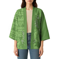 Hawaii Molokai Island Kukui Nut Flowers Kimono Tribal Kakau Pattern LT9 - Polynesian Pride