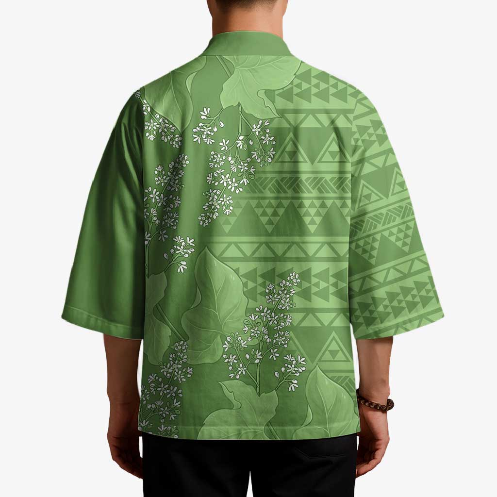 Hawaii Molokai Island Kukui Nut Flowers Kimono Tribal Kakau Pattern LT9 - Polynesian Pride