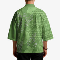 Hawaii Molokai Island Kukui Nut Flowers Kimono Tribal Kakau Pattern LT9 - Polynesian Pride