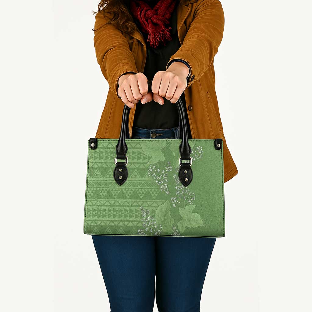 Hawaii Molokai Island Kukui Nut Flowers Leather Bag Tribal Kakau Pattern LT9 - Polynesian Pride