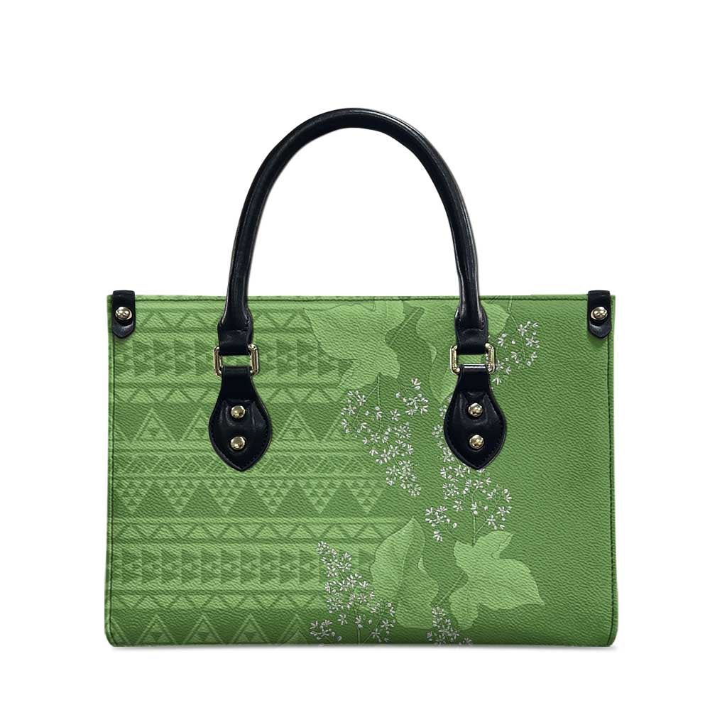 Hawaii Molokai Island Kukui Nut Flowers Leather Bag Tribal Kakau Pattern LT9 - Polynesian Pride