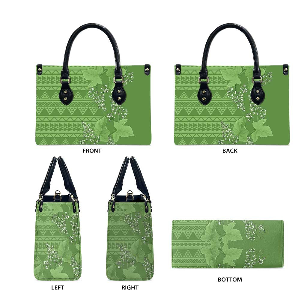 Hawaii Molokai Island Kukui Nut Flowers Leather Bag Tribal Kakau Pattern LT9 - Polynesian Pride