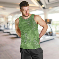 Hawaii Molokai Island Kukui Nut Flowers Men Tank Top Tribal Kakau Pattern LT9 Green - Polynesian Pride
