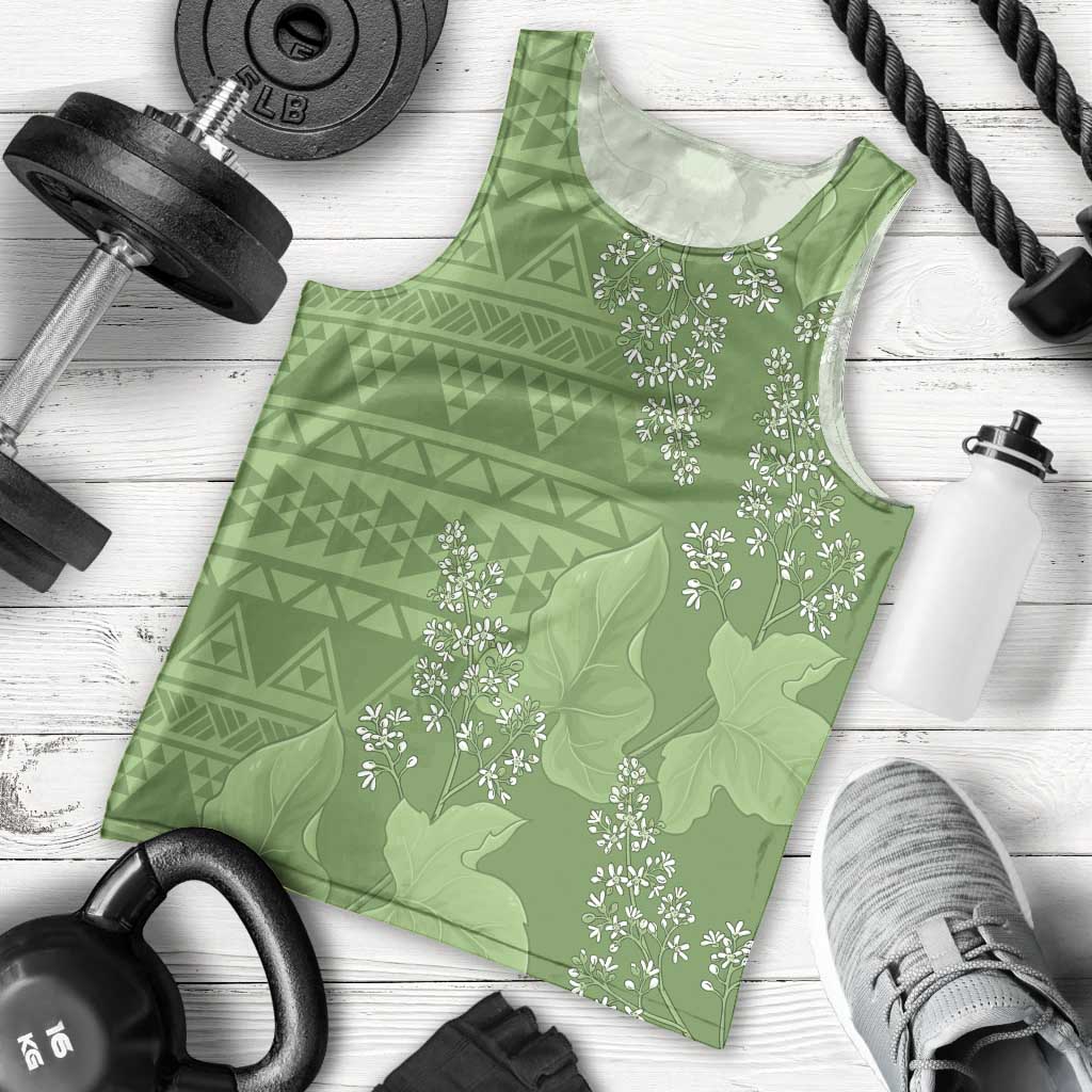 Hawaii Molokai Island Kukui Nut Flowers Men Tank Top Tribal Kakau Pattern LT9 - Polynesian Pride