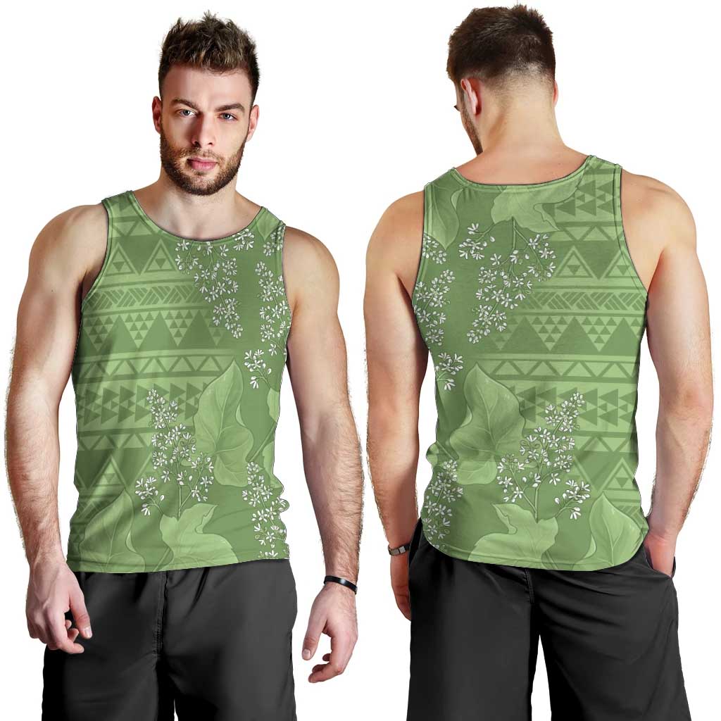 Hawaii Molokai Island Kukui Nut Flowers Men Tank Top Tribal Kakau Pattern LT9 - Polynesian Pride