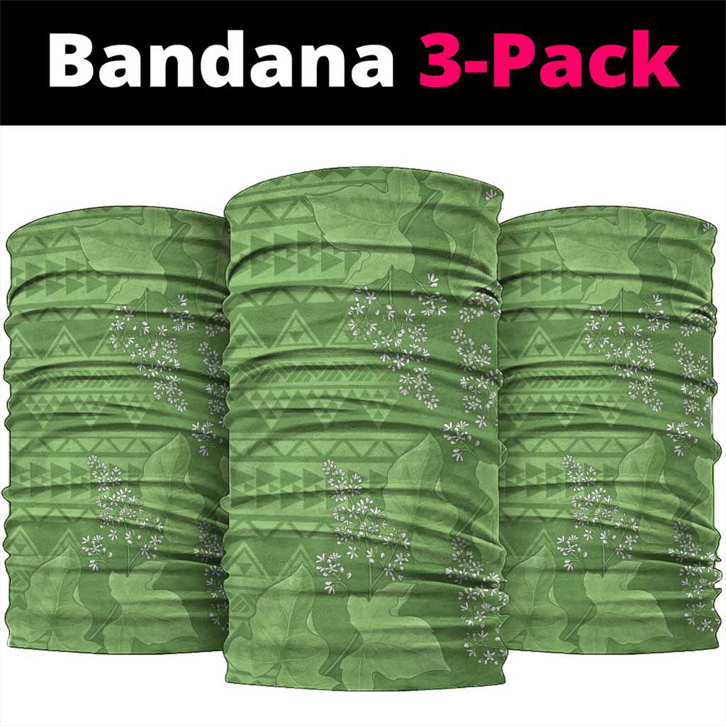 Hawaii Molokai Island Kukui Nut Flowers Neck Gaiter Tribal Kakau Pattern LT9 package One Size: 25*50cm Green - Polynesian Pride