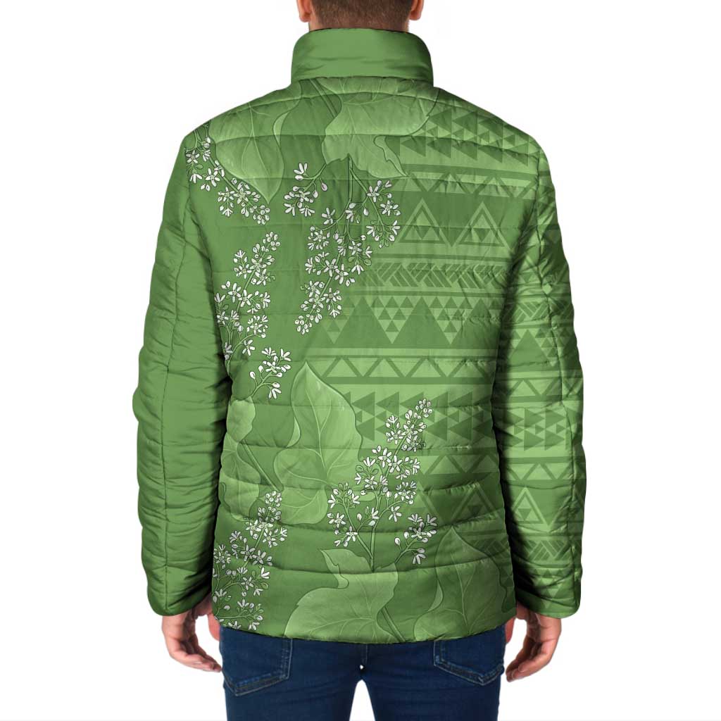 Hawaii Molokai Island Kukui Nut Flowers Padded Jacket Tribal Kakau Pattern LT9 - Polynesian Pride