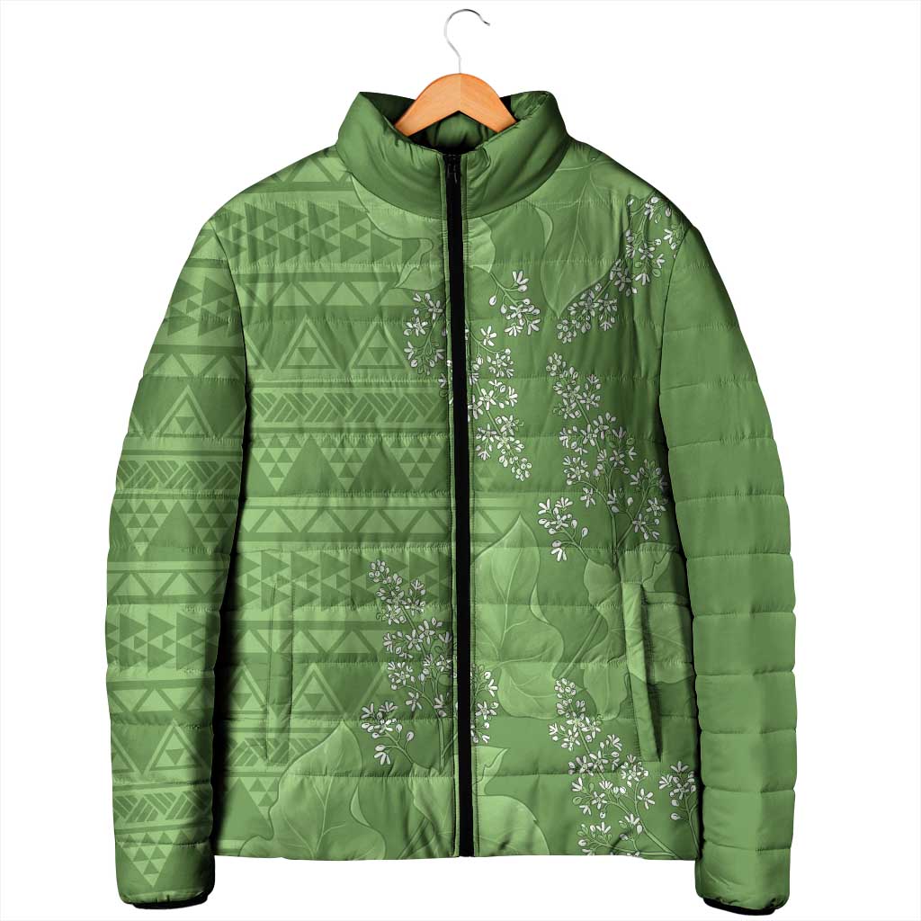 Hawaii Molokai Island Kukui Nut Flowers Padded Jacket Tribal Kakau Pattern LT9 - Polynesian Pride