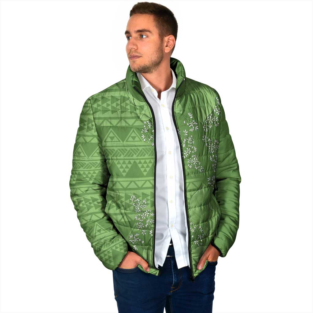 Hawaii Molokai Island Kukui Nut Flowers Padded Jacket Tribal Kakau Pattern LT9 - Polynesian Pride