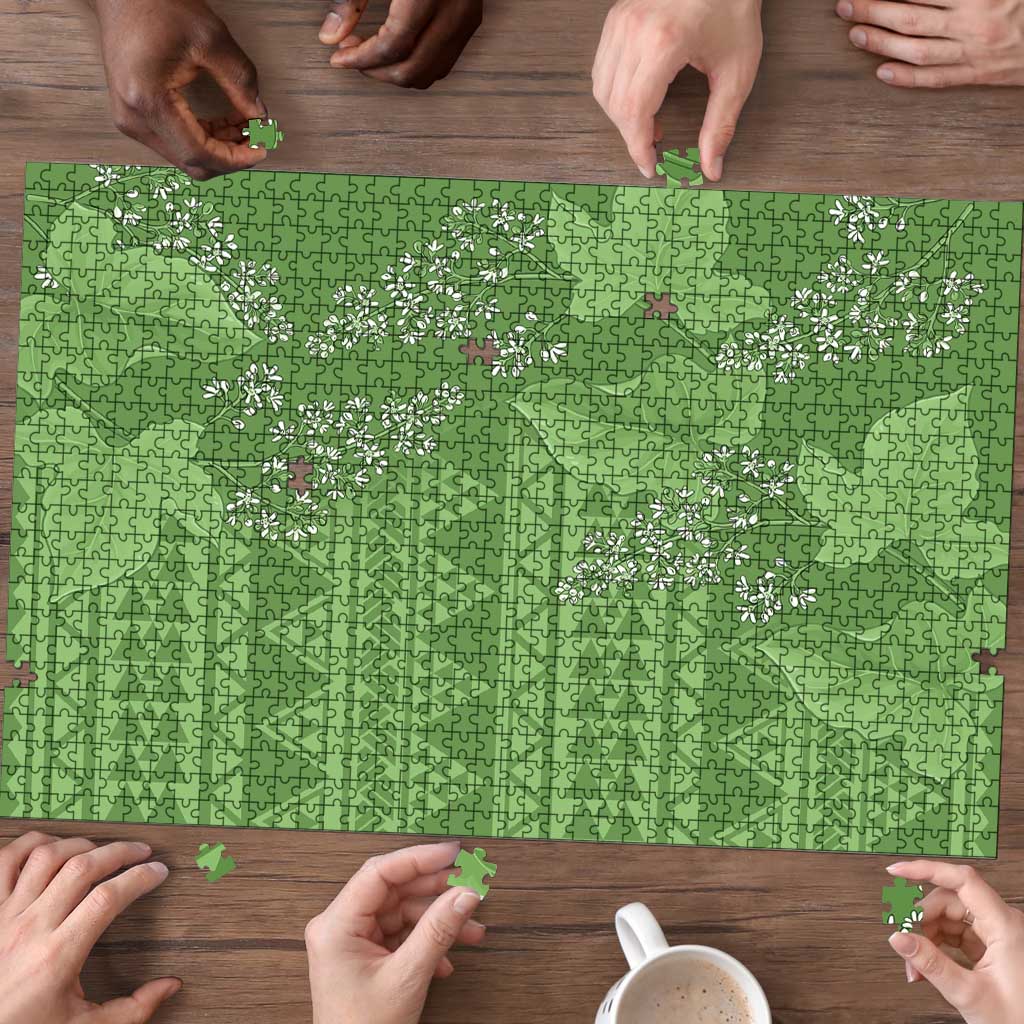 Hawaii Molokai Island Kukui Nut Flowers Puzzle Tribal Kakau Pattern LT9 - Polynesian Pride