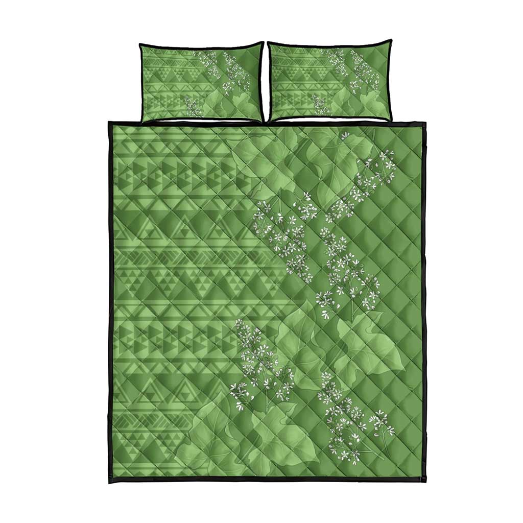 Hawaii Molokai Island Kukui Nut Flowers Quilt Bed Set Tribal Kakau Pattern LT9 - Polynesian Pride