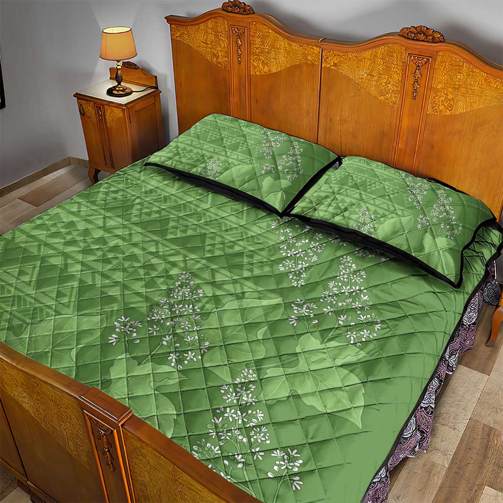 Hawaii Molokai Island Kukui Nut Flowers Quilt Bed Set Tribal Kakau Pattern LT9 - Polynesian Pride
