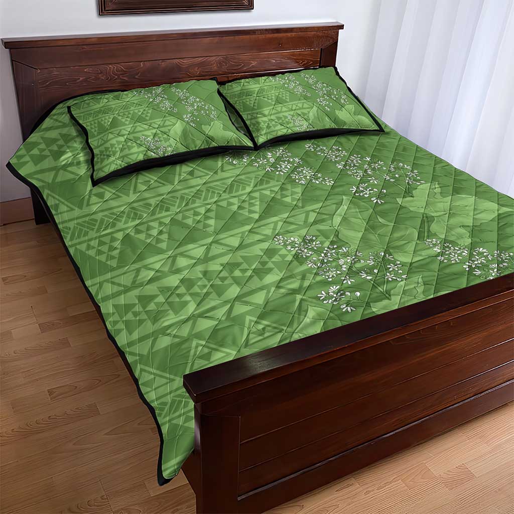 Hawaii Molokai Island Kukui Nut Flowers Quilt Bed Set Tribal Kakau Pattern LT9 - Polynesian Pride