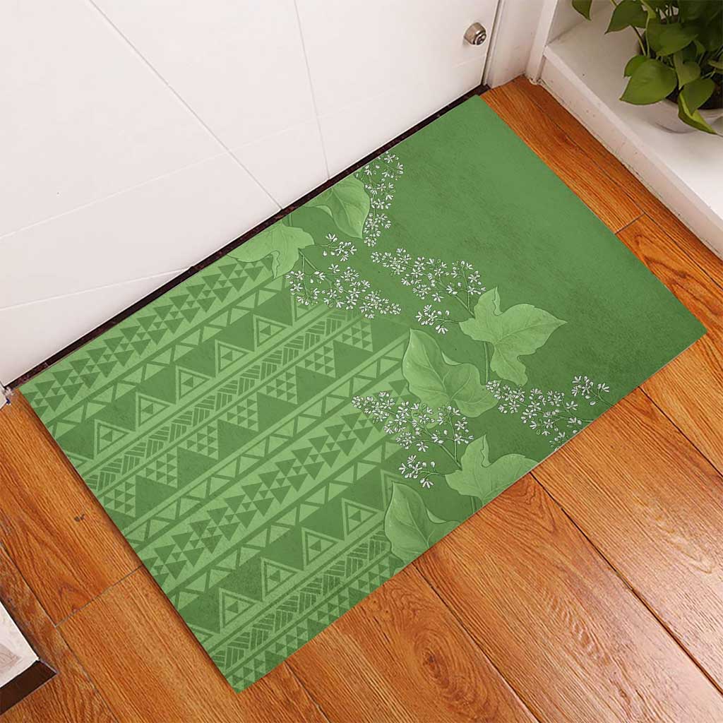 Hawaii Molokai Island Kukui Nut Flowers Rubber Doormat Tribal Kakau Pattern LT9 - Polynesian Pride