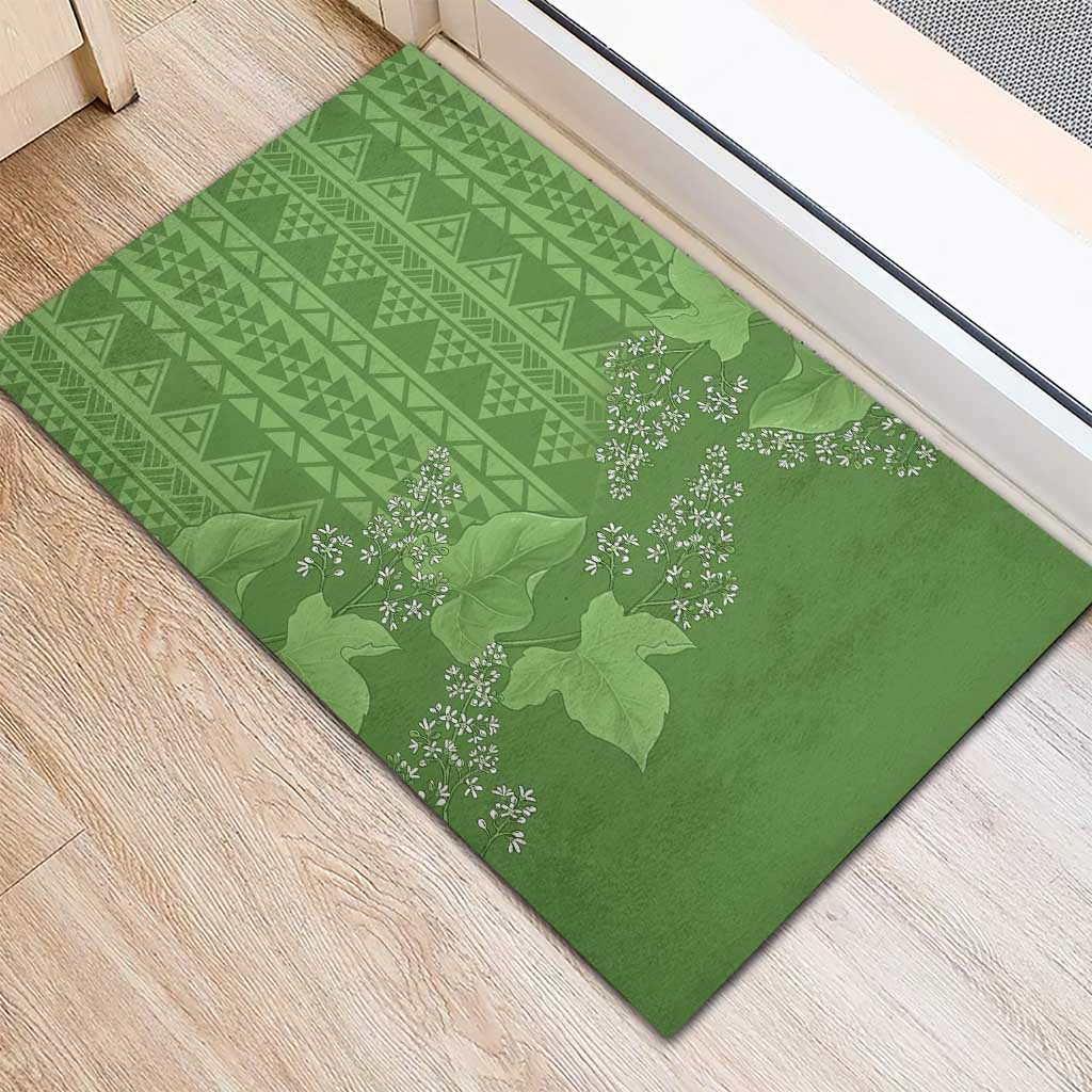Hawaii Molokai Island Kukui Nut Flowers Rubber Doormat Tribal Kakau Pattern LT9 - Polynesian Pride