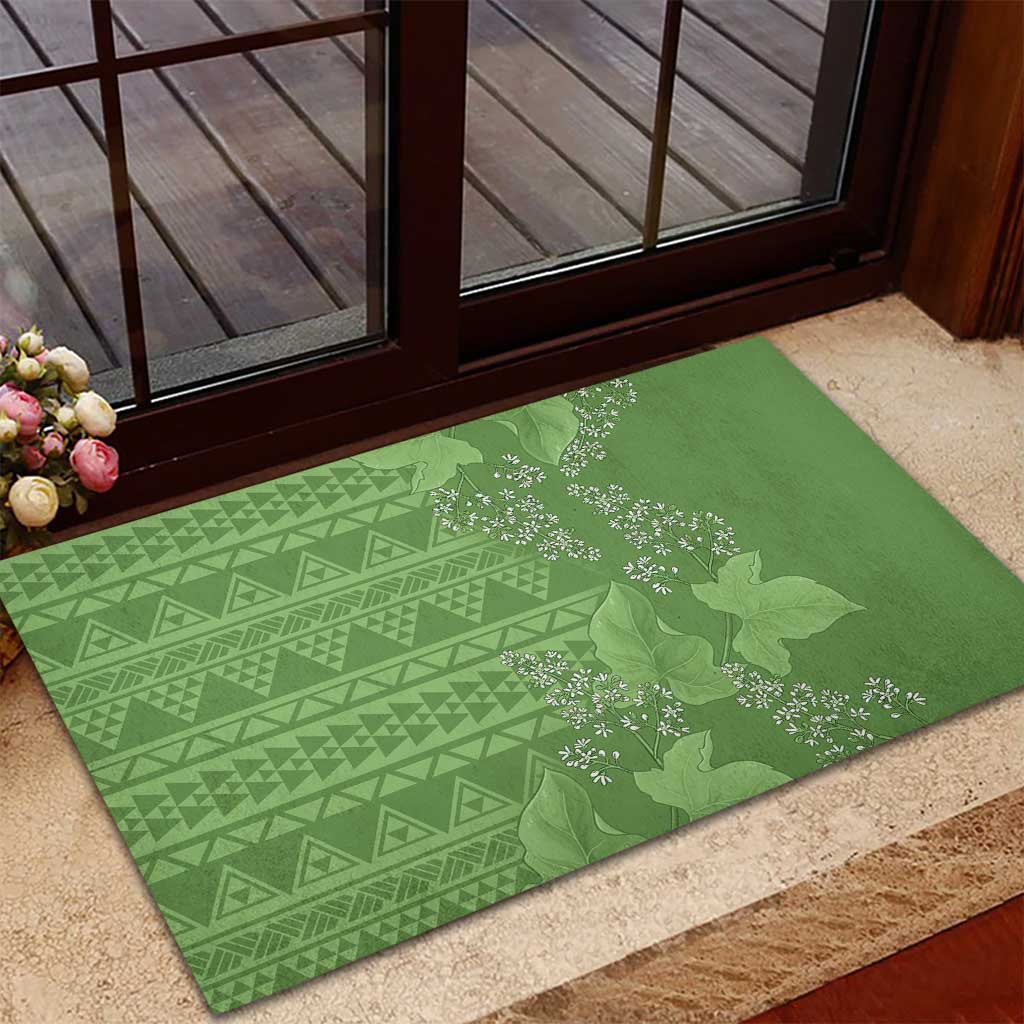 Hawaii Molokai Island Kukui Nut Flowers Rubber Doormat Tribal Kakau Pattern LT9 - Polynesian Pride