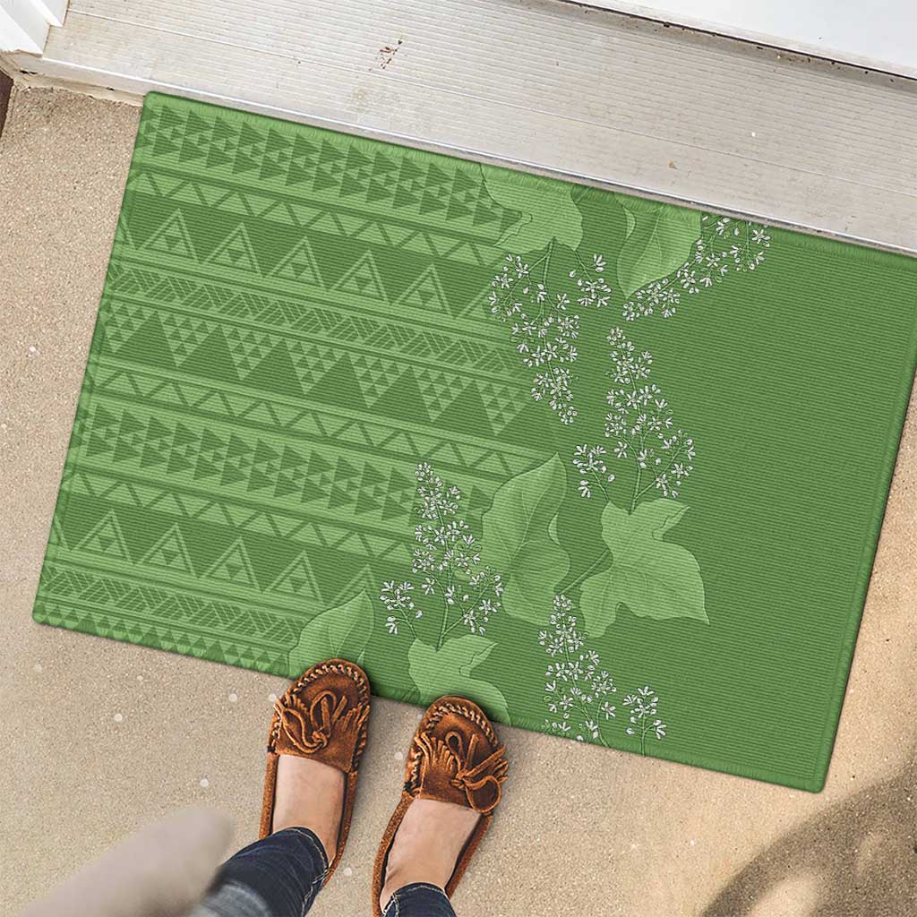 Hawaii Molokai Island Kukui Nut Flowers Rubber Doormat Tribal Kakau Pattern LT9 - Polynesian Pride