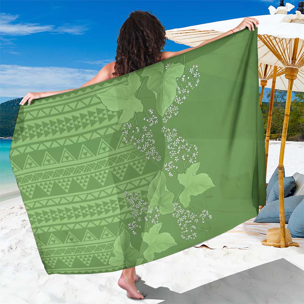 Hawaii Molokai Island Kukui Nut Flowers Sarong Tribal Kakau Pattern LT9 One Size 44 x 66 inches Green - Polynesian Pride