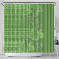 Hawaii Molokai Island Kukui Nut Flowers Shower Curtain Tribal Kakau Pattern LT9 - Polynesian Pride