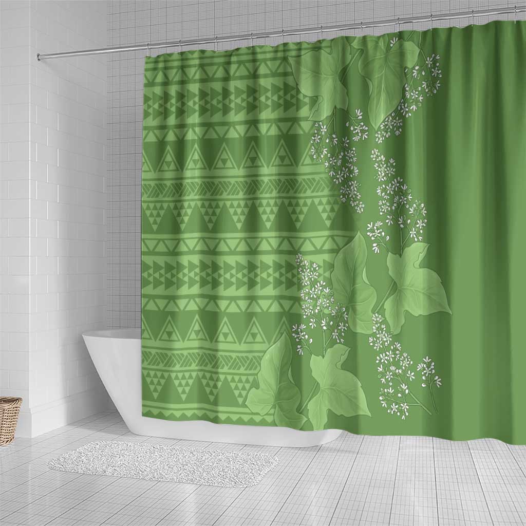 Hawaii Molokai Island Kukui Nut Flowers Shower Curtain Tribal Kakau Pattern LT9 - Polynesian Pride