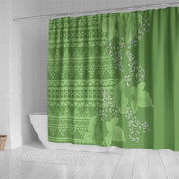 Hawaii Molokai Island Kukui Nut Flowers Shower Curtain Tribal Kakau Pattern LT9 - Polynesian Pride