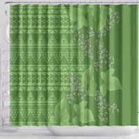 Hawaii Molokai Island Kukui Nut Flowers Shower Curtain Tribal Kakau Pattern LT9 - Polynesian Pride